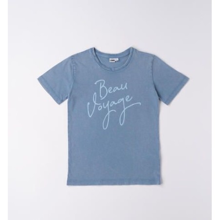 T-shirt courtes manche "Beau voyage" - Bleu