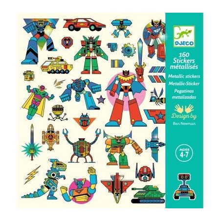 160 stickers métallisés - Robots