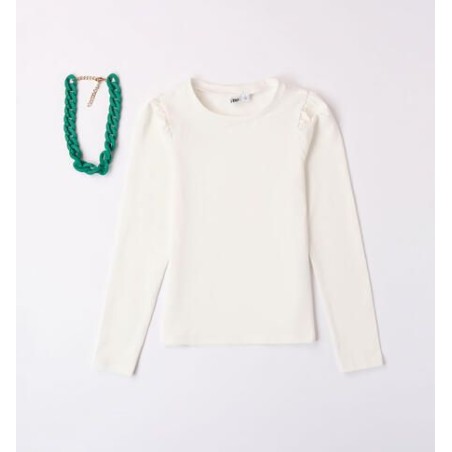 T-shirt LM blanc + Collier vert