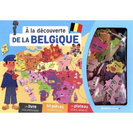 À la découverte de la Belgique - Un livre documentaire, un plateau géant aimanté, 50 pièces magnétiques