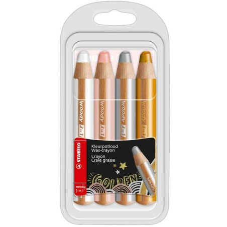 Pack de 4 crayons Woody brillants