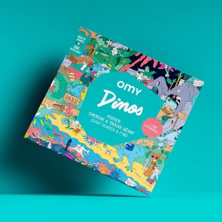 Poster Cherche & Trouve Géant + 100 stickers - Dinos