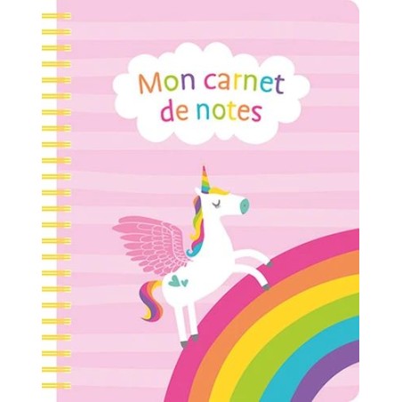 Mon carnet de notes - Licorne rose