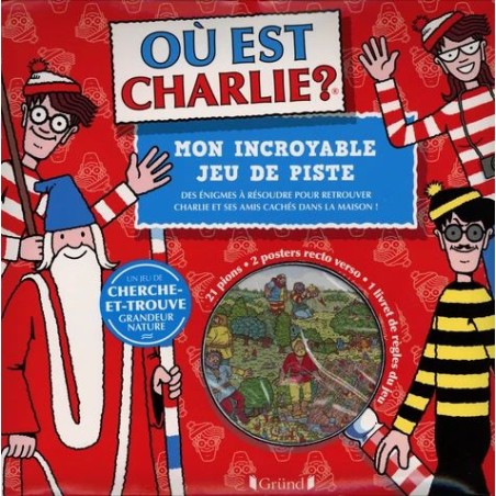 Où est Charlie ? - Mon incroyable jeu de piste. Avec 2 posters recto verso, 1 livret de règles et d'énigmes, 2 planches de pions