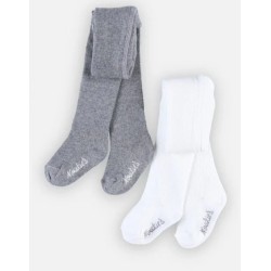 Set de 2 collants, blanc/gris