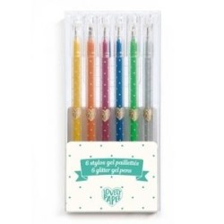 6 stylos gel pailletés