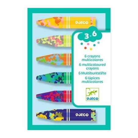 6 crayons multicolores