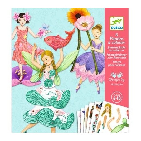 6 pantins à colorier - Fées