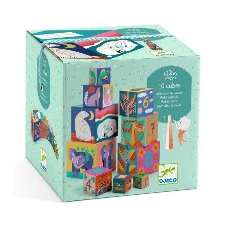 10 cubes à empiler - Animaux sauvages