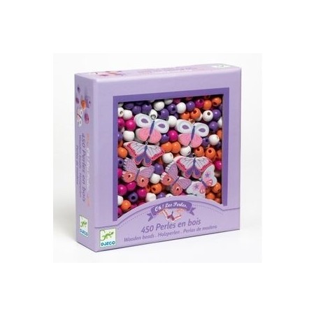 450 perles en bois - Papillons