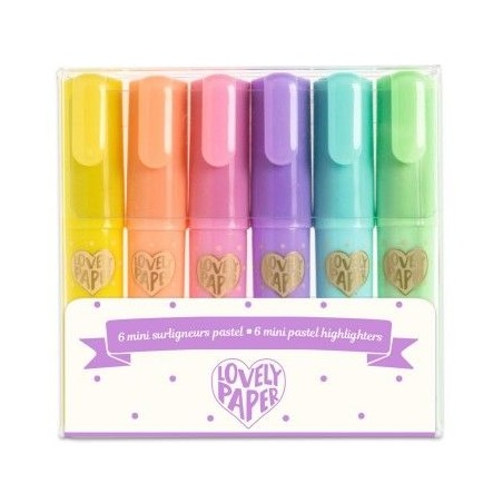 6 mini surligneurs pastel