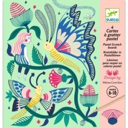 4 cartes à gratter pastel -...