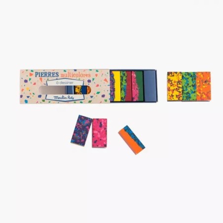 Boite de 6 pierres de cire multicolores pour dessiner