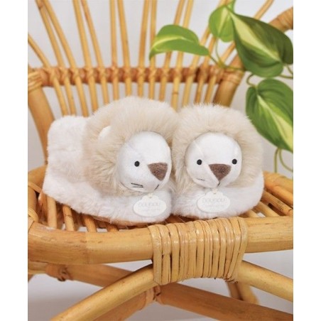 Chaussons avec hochet 0-6m - Lion