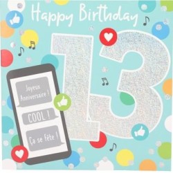 Carte musicale - 13 ans - Bleu
