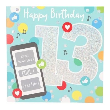 Carte musicale - 13 ans - Bleu