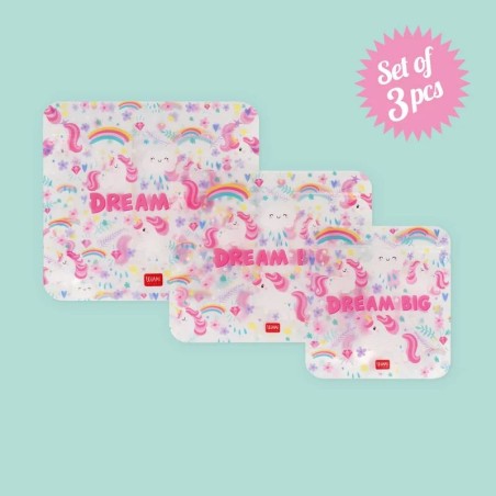 Pochettes à goûter réutilisables - Licornes
