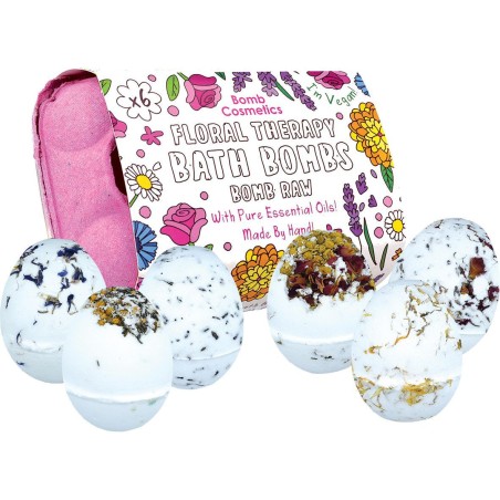 6 Bombes de bain "Floral therapy" - Boite à oeufs