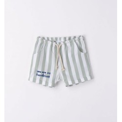 Short ligné - Sauge et blanc