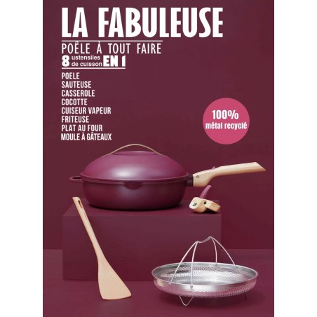 La fabuleuse poêle à tout faire 28cm - 8 ustensiles de cuisson en 1 - Rubis