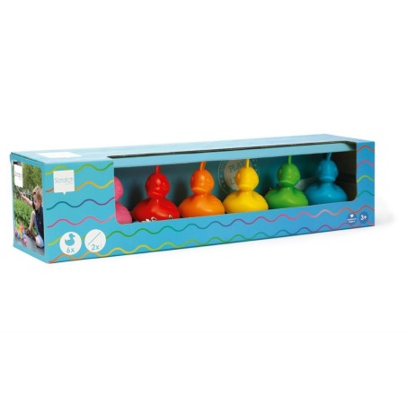 Set de 6 canards de pêche + canne à pêche - Arc-en-ciel