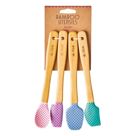 Set de 4 ustensiles en bambou et silicone