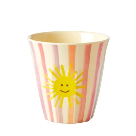 Gobelet en mélamine - Petit - Ligné rose soleil