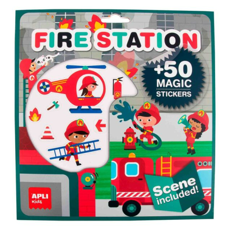 Planche avec 50 stickers repositionnables - Fire Station