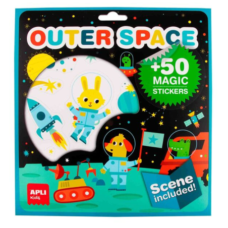 Planche avec 50 stickers repositionnables - Outer space