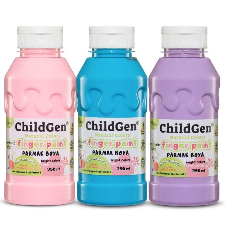 Peinture doigt - 3x350 ml - Set Pastel (Rose, bleu, mauve)