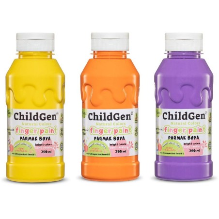 Peinture doigt - 3x350 ml - Mauve, jaune, orange