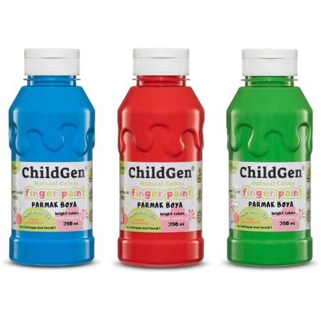 Peinture doigt - 3x350 ml - Vert, bleu, rouge