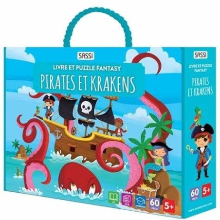 Livre et puzzle Fantasy - Pirates et krakens