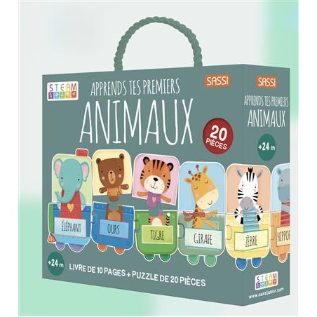 Apprends tes premiers animaux - Livre 10 pages + puzzle 20 pcs