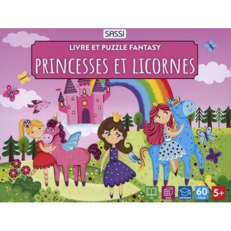 Livre et puzzle Fantasy - Princesses et licornes