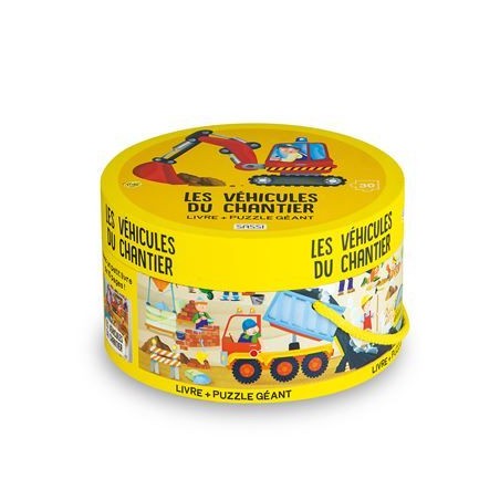 Les véhicules du chantier - Livre + puzzle géant 30 pcs