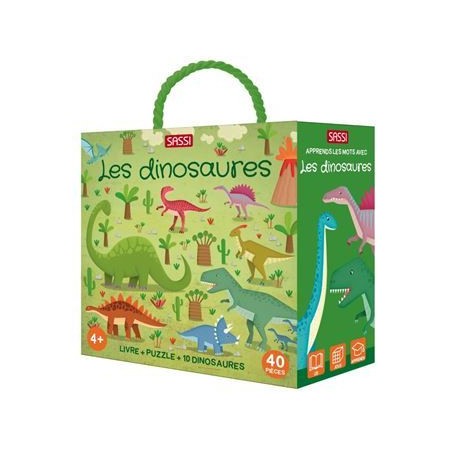 Les dinosaures - Livre + puzzle + 10 dinosaures