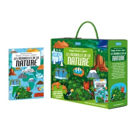 Voyage, découvre, explore les merveilles de la nature - Puzzle 200pcs + livre+...