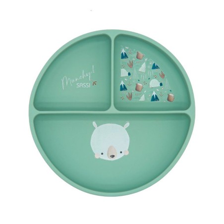 Assiette compartimentée silicone avec ventouse - Ours polaire