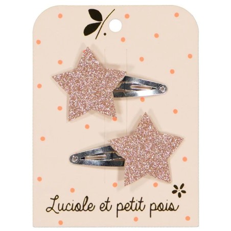 Barrettes étoiles - Paillettes roses