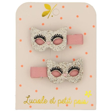 Barrettes masques - Glitter doré