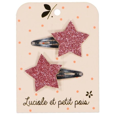 Barrettes étoiles - Glitter framboise