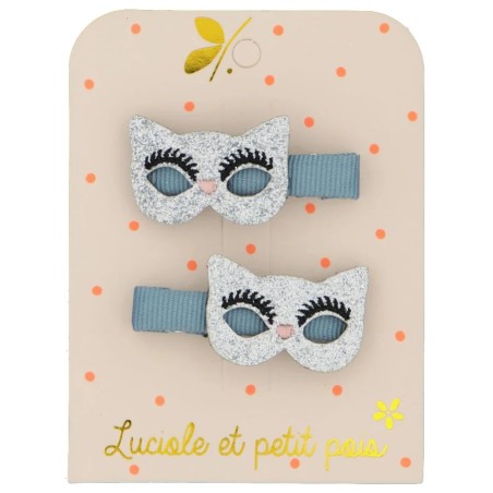 Barrettes masques - Glitter argenté