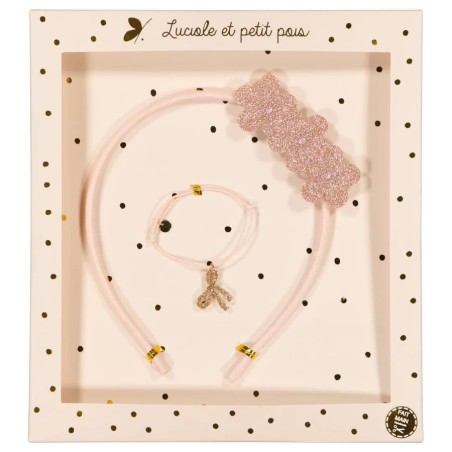 Coffret Serre-tête sakura & Bracelet rose pâle