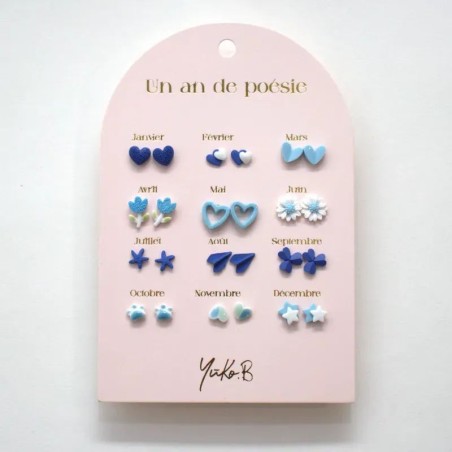Boucles d'oreilles - Un an de poésie - Bleu