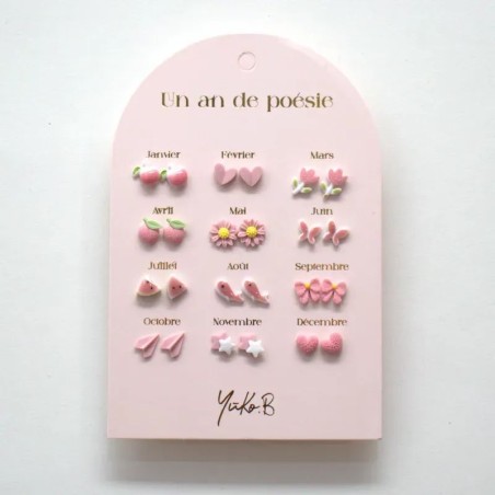 Boucles d'oreilles - Un an de poésie - Rose