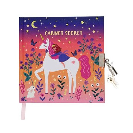Carnet secret ligné - 160 pages - Licorne
