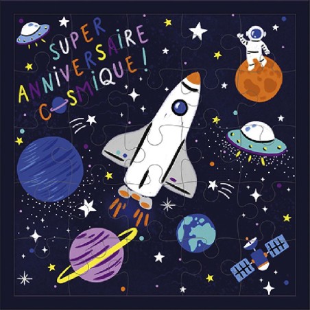 Carte puzzle - Joyeux anniversaire Espace