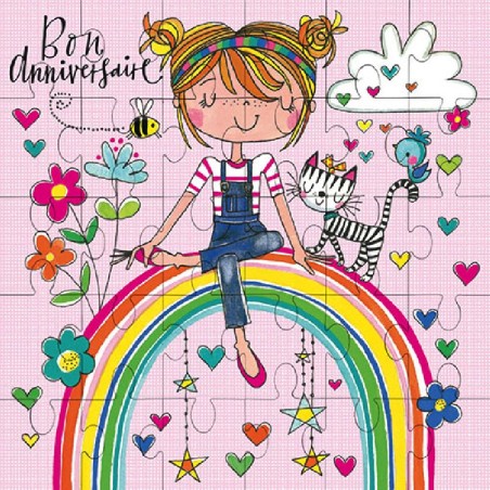 Carte puzzle - Joyeux anniversaire Arc-en-ciel
