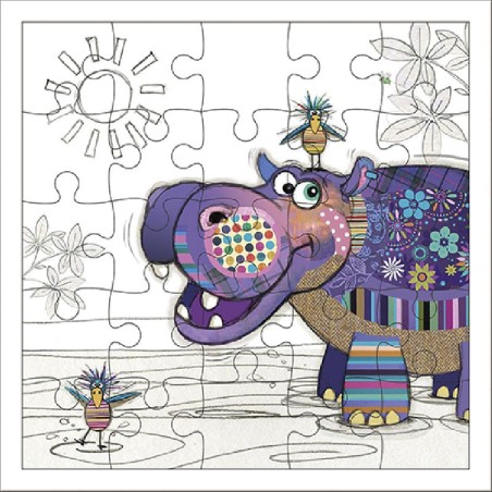Carte puzzle - Hippopotame